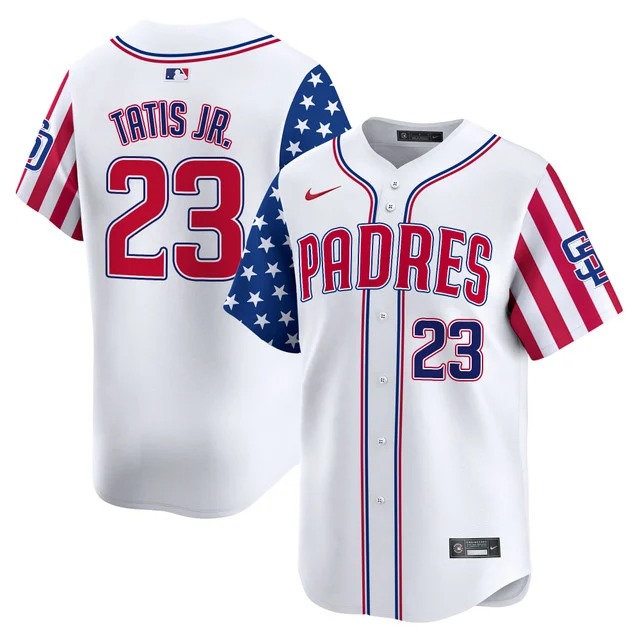 Men's Padres #23 Fernando Tatis Jr. White Independence Day Vapor Premier Limited Jersey - All Stitched