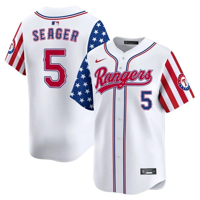 Men's Texas Rangers #5 Corey Seager White Independence Day Vapor Premier Limited Jersey - All Stitched