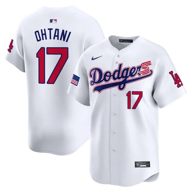 Men's Los Angeles Dodgers #17 Shohei Ohtani White Independence Day Vapor Premier Limited Jerseys - All Stitched