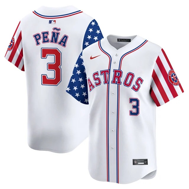 Men's Houston Astros #3 Jeremy Pena White Independence Day Vapor Premier Limited Jersey - All Stitched