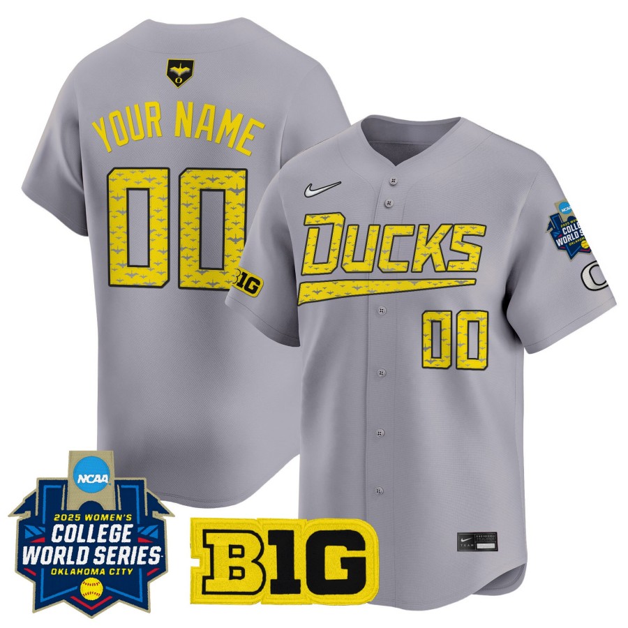 Oregon Ducks Softball Active Player Custom Grey 2025 WCWS Limited Stitched Baseball Jersey