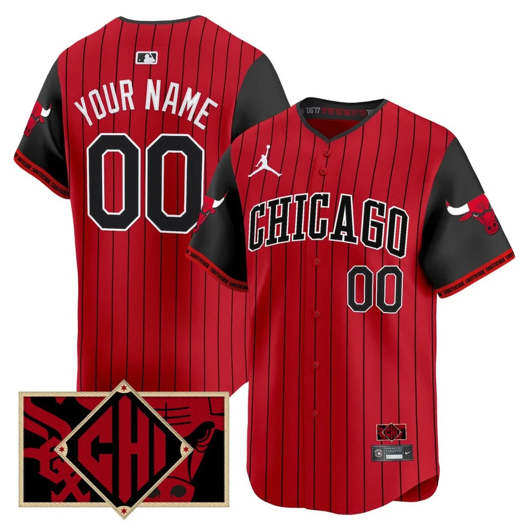 Chicago White Sox 'Bulls Red City Connect Pinstripe Custom Limited Stitched Baseball Jersey