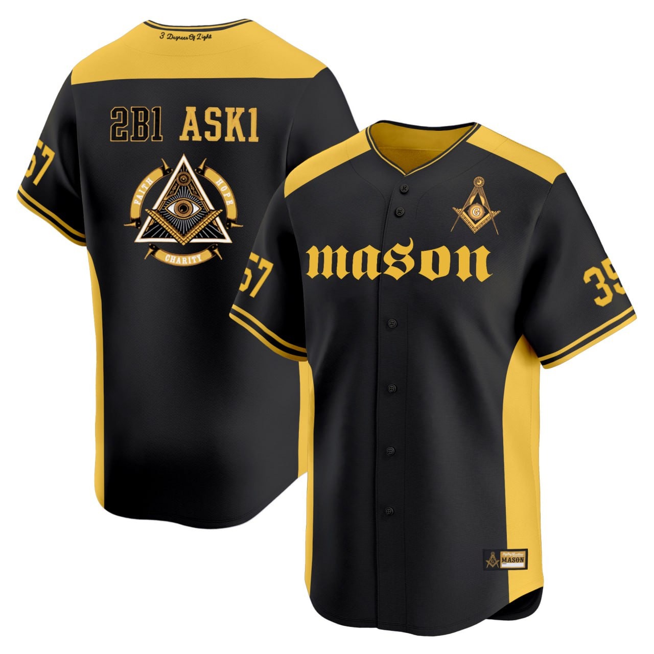 Men's Mason Masonic Baseball Jersey - All Stitched