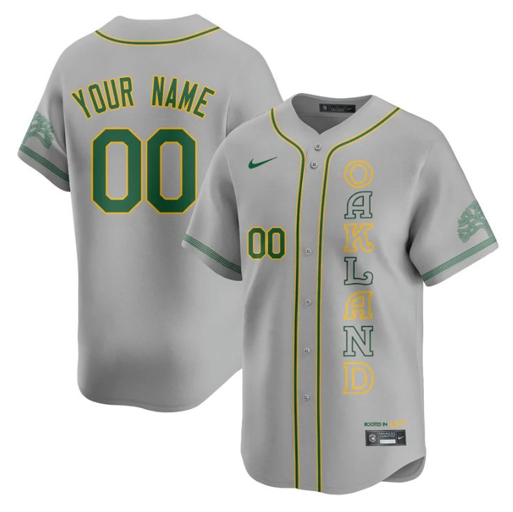 Custom Oakland Athletics Jersey 2025 City Connect Concept Stitched Gray
