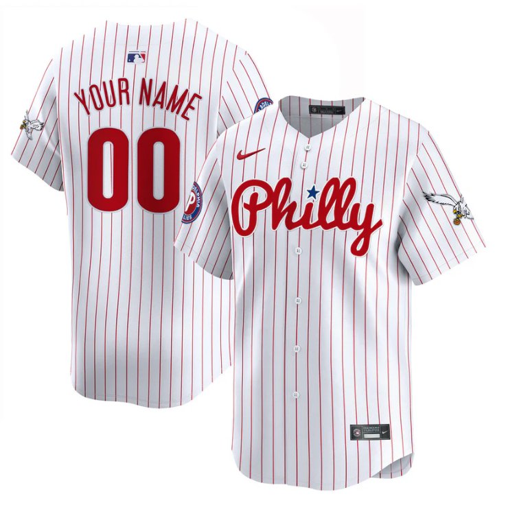 Custom Phillies&Eagles Philly Nike Home White Limited Stitched Baseball Jersey