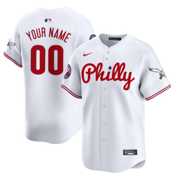 Custom Phillies&Eagles Philly Nike White Limited Stitched Baseball Jersey