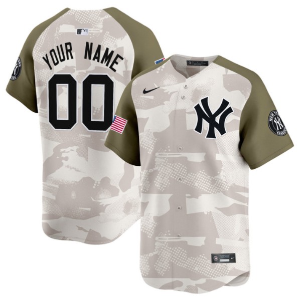 New York Yankees 2025 Armed Forces Day Vapor Premier Limited Custom Stitched Camo Alternate Jersey