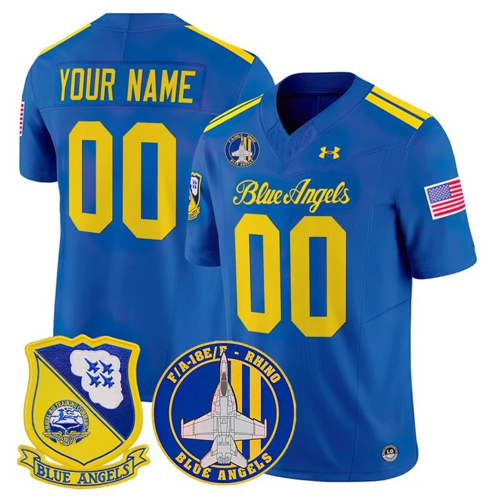 Navy Midshipmen Custom Blue Angels 2025 College Football Stitched Jersey