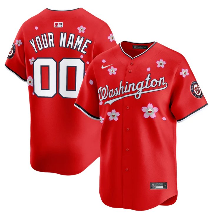 Washington Nationals Active Player Custom Cherry Blossom Vapor Premier Limited Stitched Jersey Red