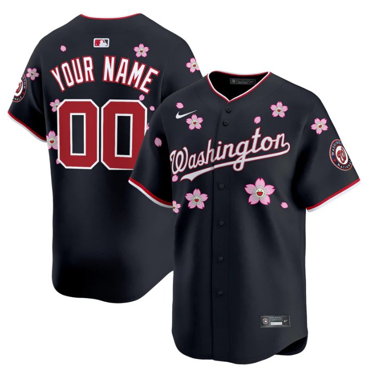 Washington Nationals Active Player Custom Cherry Blossom Vapor Premier Limited Stitched Jersey Navy