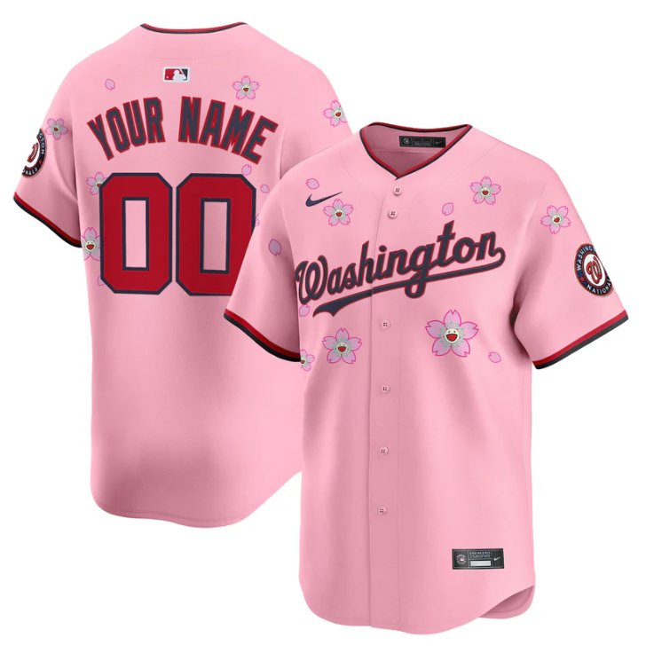 Washington Nationals Active Player Custom Cherry Blossom Vapor Premier Limited Stitched Jersey