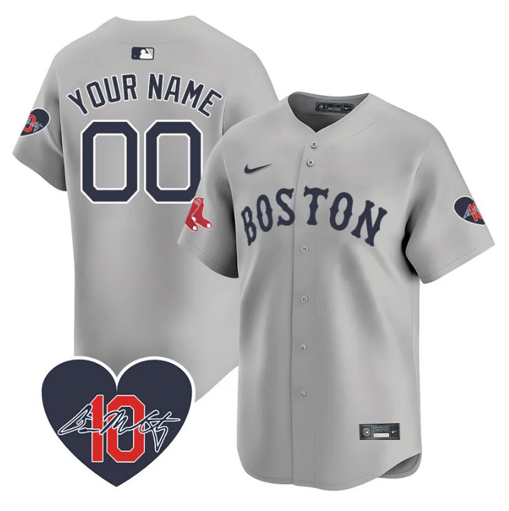 Custom Boston Red Sox Jersey Dave McCarty Memorial Patch Stitched Gray
