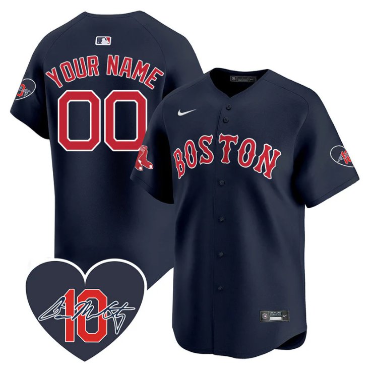 Custom Boston Red Sox Jersey Dave McCarty Memorial Patch Stitched Navy