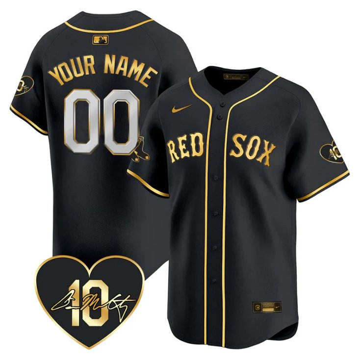 Custom Boston Red Sox Jersey Dave McCarty Memorial Patch Stitched Black Gold