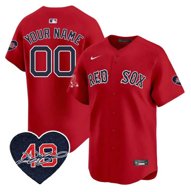 Custom Boston Red Sox Jersey Tim Wakefield Limited Memorial Patch Stitched Red