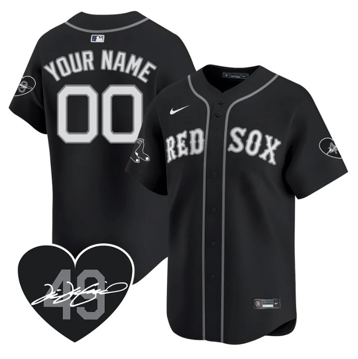 Custom Boston Red Sox Jersey Tim Wakefield Limited Memorial Patch Stitched Black