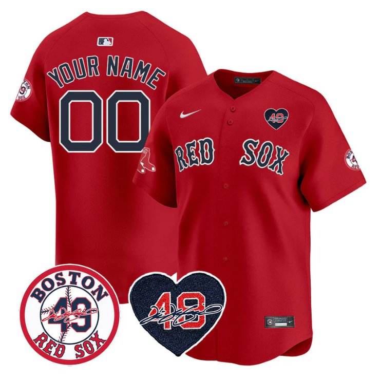 Custom Boston Red Sox Jersey Tim Wakefield Memorial Patch Stitched Red