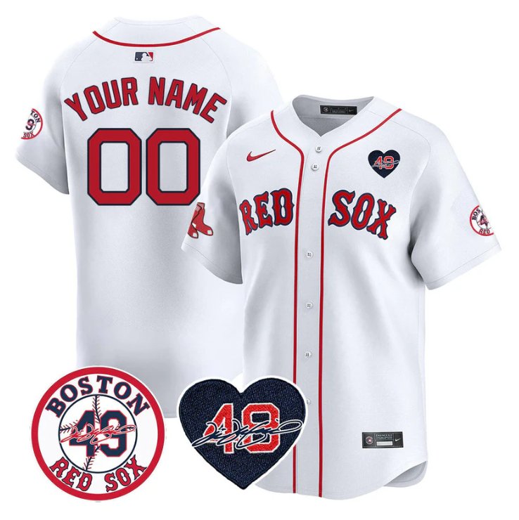 Custom Boston Red Sox Jersey Tim Wakefield Memorial Patch Stitched White