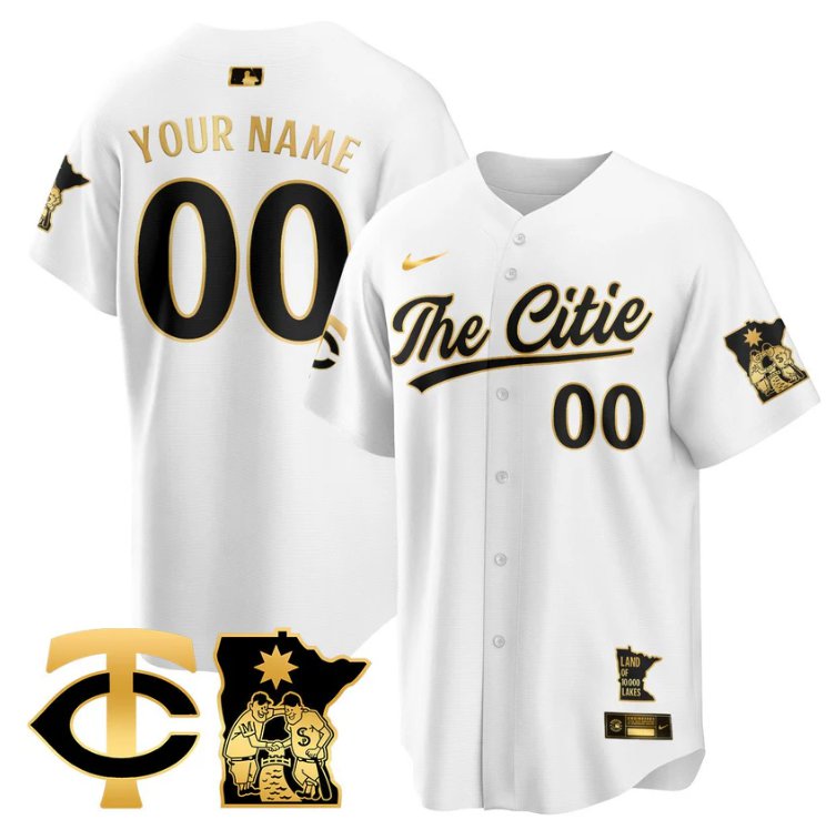 Custom Minnesota Twins Jersey 2025 City Connect Concept Stitched White Gold