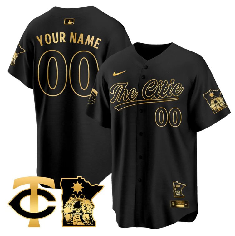 Custom Minnesota Twins Jersey 2025 City Connect Concept Stitched Black Gold