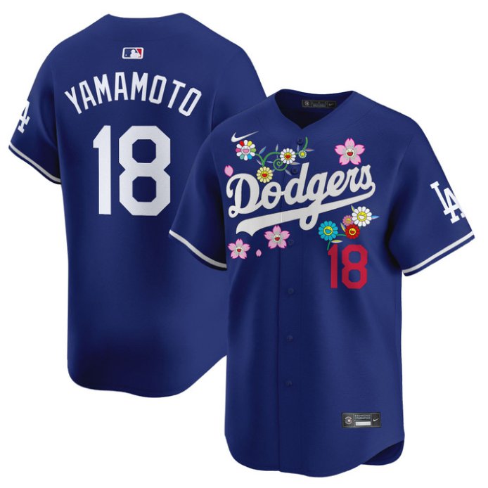 Men's Yoshinobu Yamamoto Jersey #18 Dodgers x Takashi Murakami 2025 Vapor Limited Stitched Royal