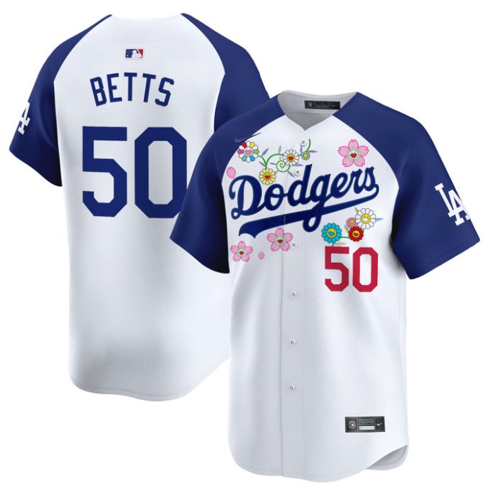 Men's Mookie Betts Jersey #50 Dodgers x Takashi Murakami 2025 Vapor Limited Stitched Alternate