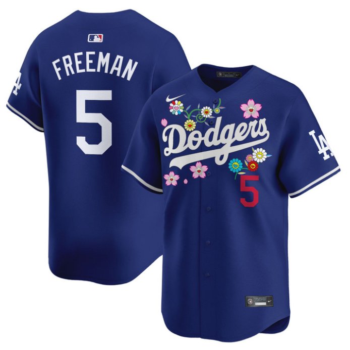 Men's Freddie Freeman Jersey #5 Dodgers x Takashi Murakami 2025 Vapor Limited Stitched Royal