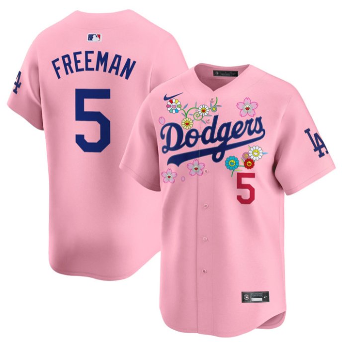 Men's Freddie Freeman Jersey #5 Dodgers x Takashi Murakami 2025 Vapor Limited Stitched Cherry Blossom