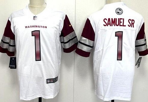 Men's Washington Commanders #1 Deebo Samuel Sr Limited White Vapor Jersey