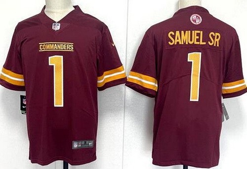 Men's Washington Commanders #1 Deebo Samuel Sr Limited Red Vapor Jersey