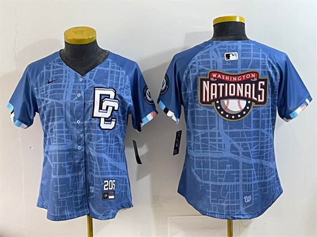 Youth Washington Nationals Team Big Logo Blue 2025 City Connect Limited Stitched Baseball Jersey