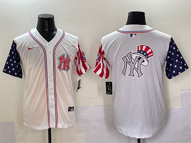Men's New York Yankees Team Big Logo White American Style Limited Stitched Baseball Jerseys