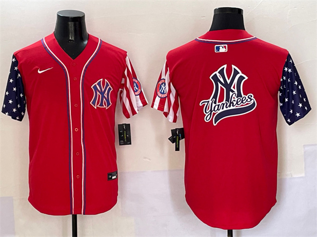 Men's New York Yankees Team Big Logo Red American Style Limited Stitched Baseball Jerseys