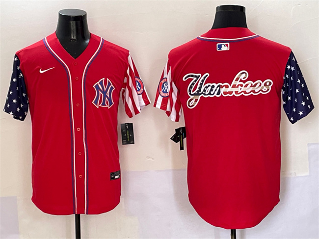 Men's New York Yankees Team Big Logo Red American Style Limited Stitched Jersey