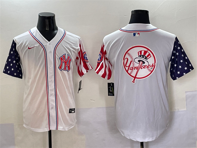 Men's New York Yankees Team Big Logo White American Style Limited Stitched Baseball Jersey
