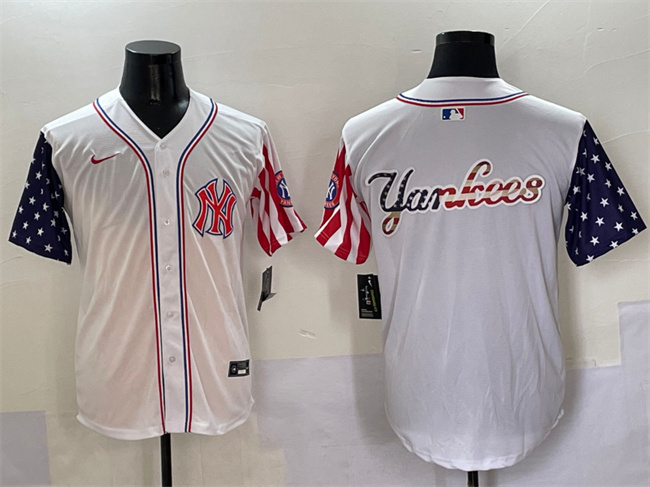 Men's New York Yankees Team Big Logo White American Style Limited Stitched Jersey