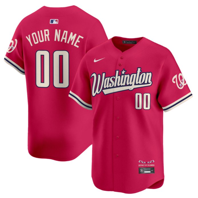Custom Washington Nationals Jersey Vapor Limited All Stitched Pink