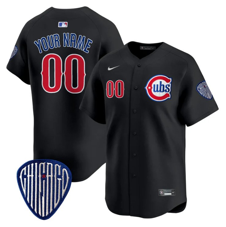 Custom Chicago Cubs Jersey Blue Alternate Vapor Premier Limited Stitched Black