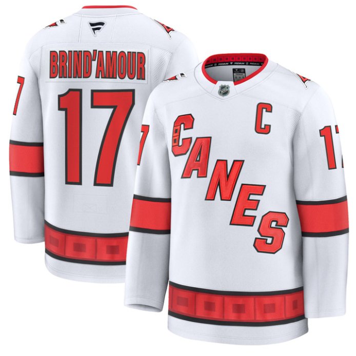 Men's Rod Brind'Amour Jersey #17 Carolina Hurricanes Premium All Stitched White