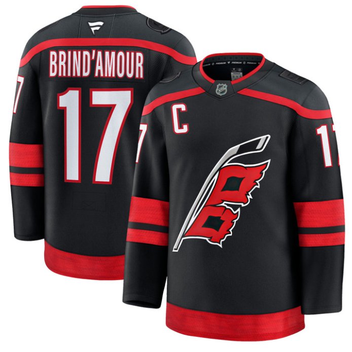 Men's Rod Brind'Amour Jersey #17 Carolina Hurricanes Premium All Stitched Black