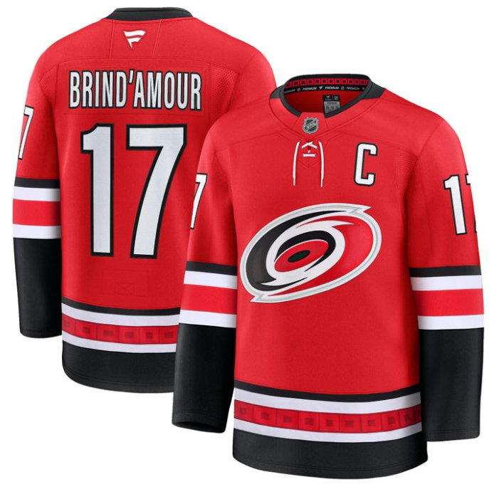 Men's Rod Brind'Amour Jersey #17 Carolina Hurricanes Premium All Stitched Red
