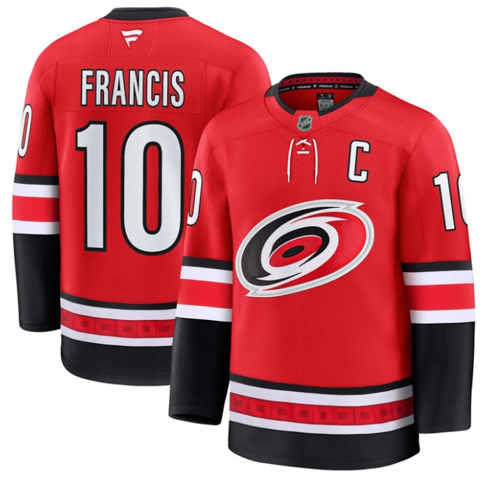 Men's Ron Francis Jersey #10 Carolina Hurricanes Premium All Stitched Red