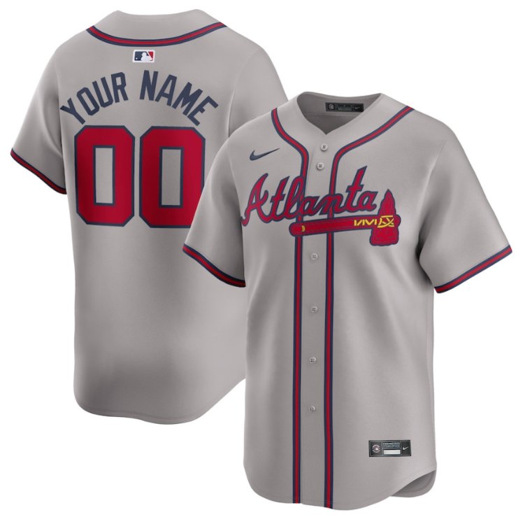 Atlanta Braves Custom Nike Away Gray Limited Stitched Baseball Jersey