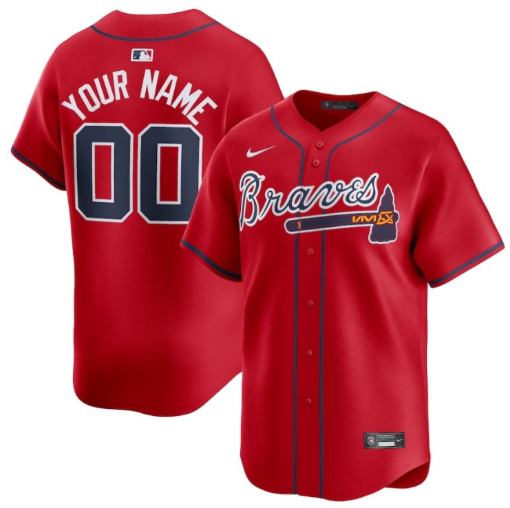 Atlanta Braves Custom Nike Alternate Red Limited Stitched MLB Jersey