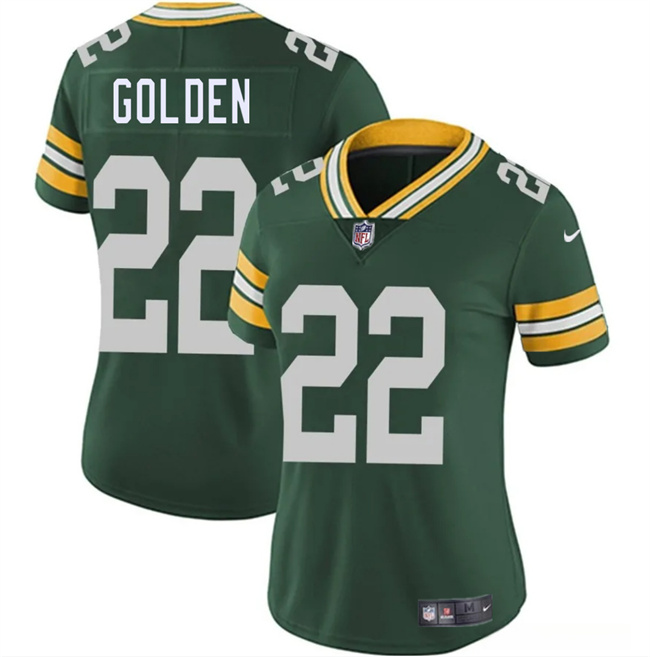 Women's Green Bay Packers #22 Matthew Golden Green 2025 Draft Vapor Untouchable Limited Stitched Football Jersey