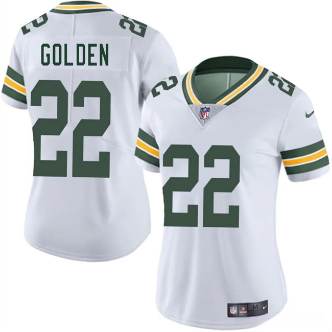 Women's Green Bay Packers #22 Matthew Golden White 2025 Draft Vapor Untouchable Limited Stitched Football Jersey