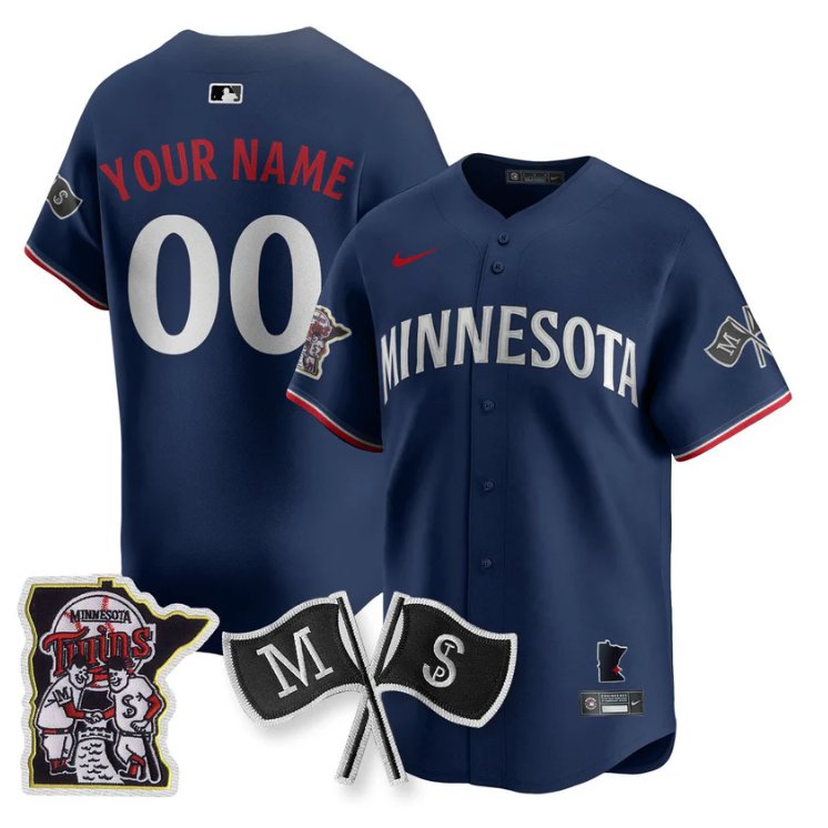 Custom Minnesota Twins Jersey Nike Alternate Limited Stitched Navy