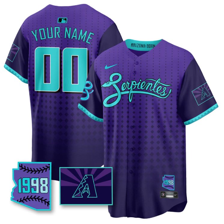 Custom Arizona D-Backs Jersey Purple for Second “Serpientes” City Connect Stitched Purple