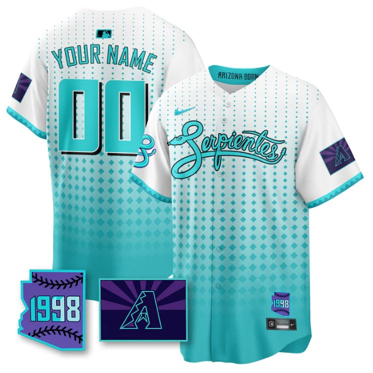 Custom Arizona D-Backs Jersey Purple for Second “Serpientes” City Connect Stitched White