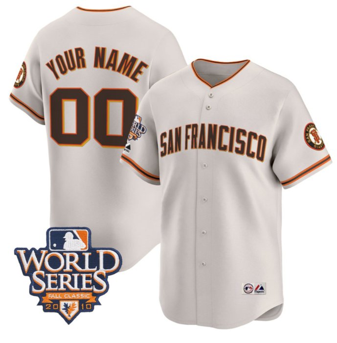 Custom San Francisco Giants  Cream 2010 World Series Patch Stitched Jersey